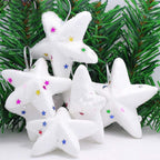 Christmas Tree Hanging Ornaments – 6 White Stars | Xmas Decorations for Home, Office & Holiday Celebrations