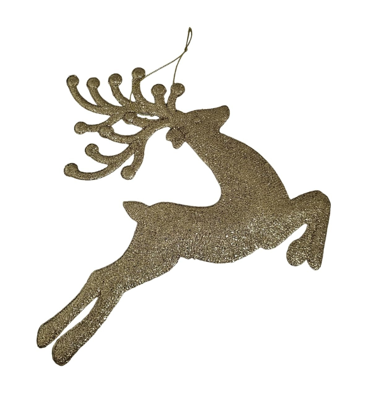 Christmas Tree Reindeer Ornament | Gold Glitter Festive Decoration for Xmas, Home & Office