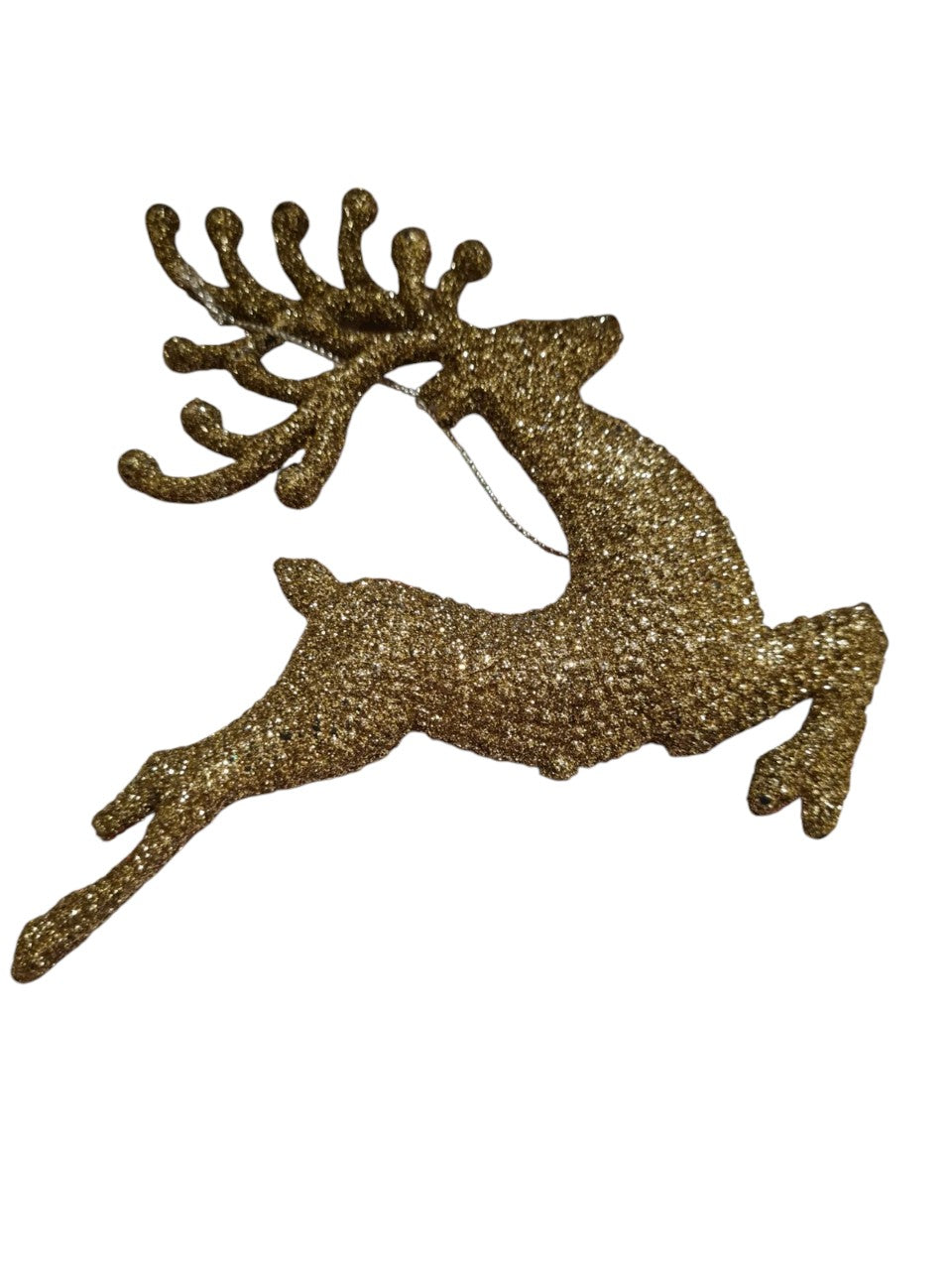 Christmas Tree Reindeer Ornament | Gold Glitter Festive Decoration for Xmas, Home & Office