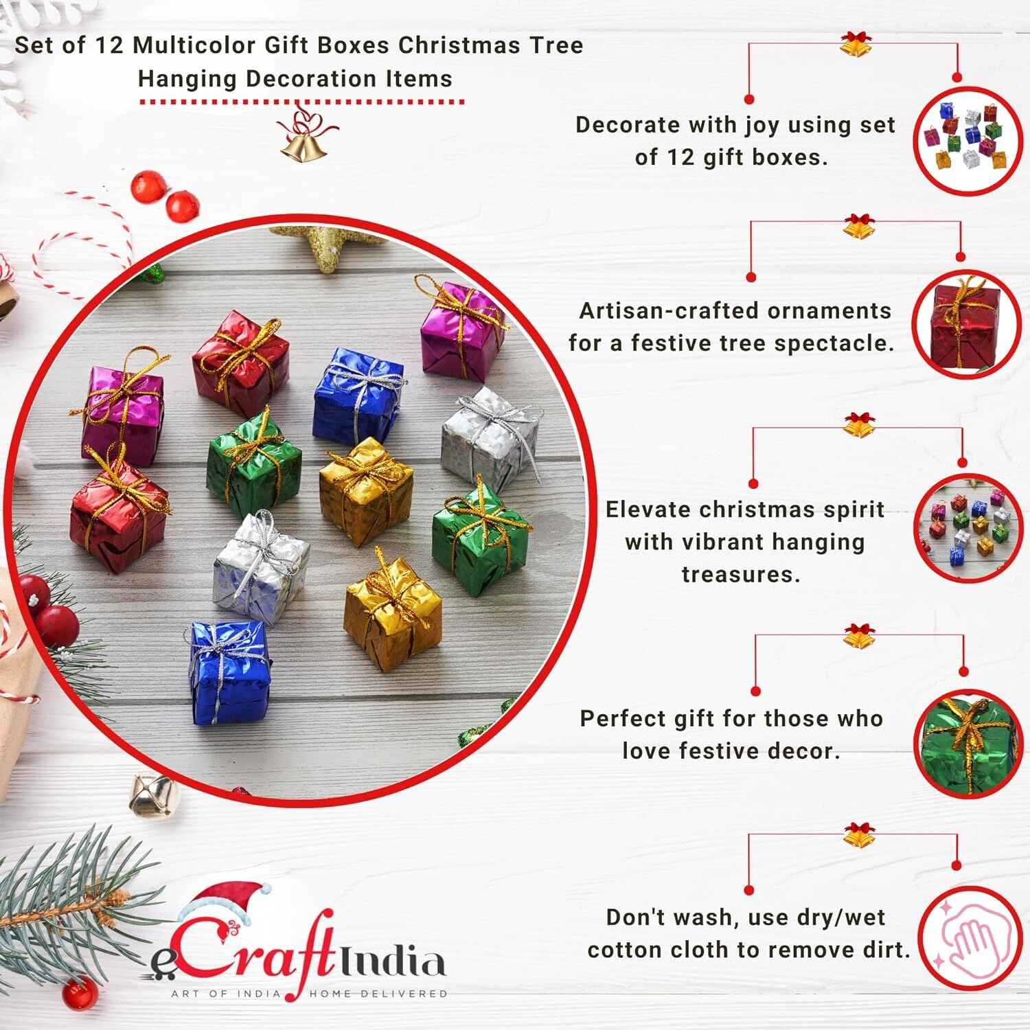 Christmas Gift Boxes – 12 PCS Multicolor | Festive Holiday Packaging for Presents, Party Favors & Decorations