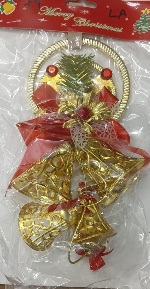 Christmas Tree Ornament with Gold Hanging Bells | Holiday Decoration for Home, Office & Party