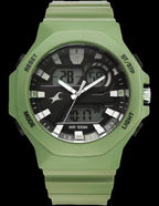 Fastrack Streetstyle Quartz Digital Black Dial Green PU Strap Watch For Guys