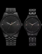 Fastrack Mixmatched Quartz Analog Black Dial With Black Metal Strap Watch For Couple.