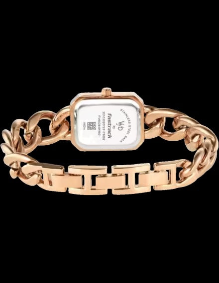 Fastrack Quartz Analog Rose Gold Dial Rose Gold Metal Strap Watch for Girls