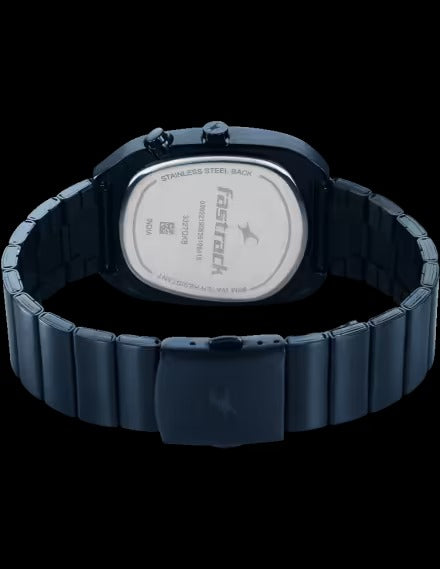 Fastrack Men UFO Quartz Multifunction Black Dial Blue Stainless Steel Strap Watch