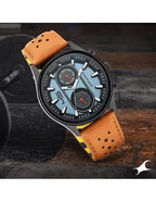 Fastrack FastFit Quartz Analog with Day and Date Blue Dial Leather Strap Watch