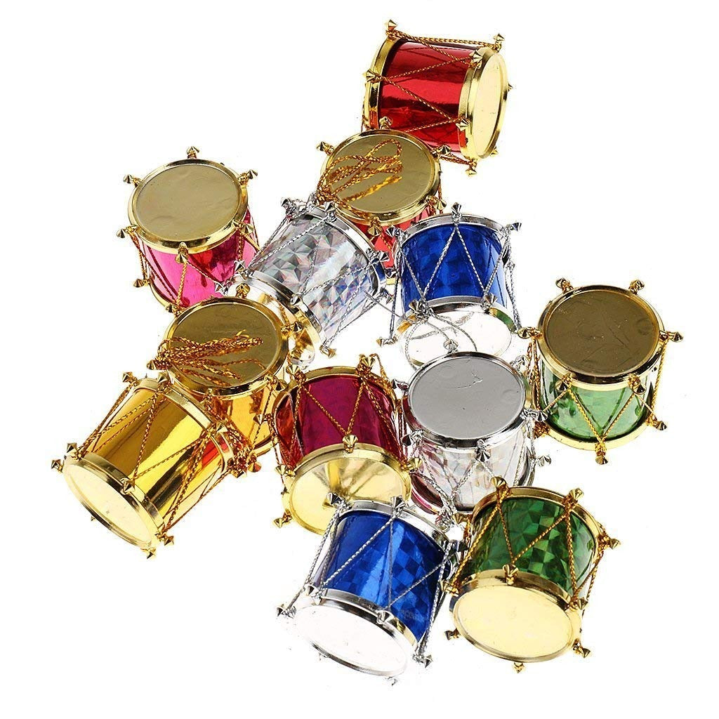 Christmas Ornaments| Set of Colorful Mini Drum | Hanging Decorations for Tree, Home & Holiday Celebrations