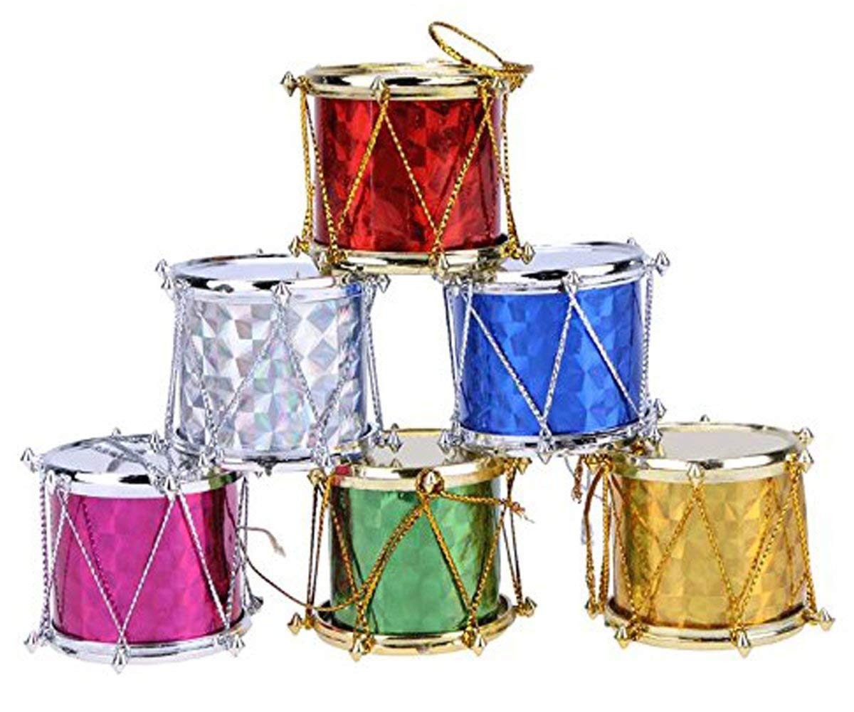 Christmas Ornaments| Set of Colorful Mini Drum | Hanging Decorations for Tree, Home & Holiday Celebrations