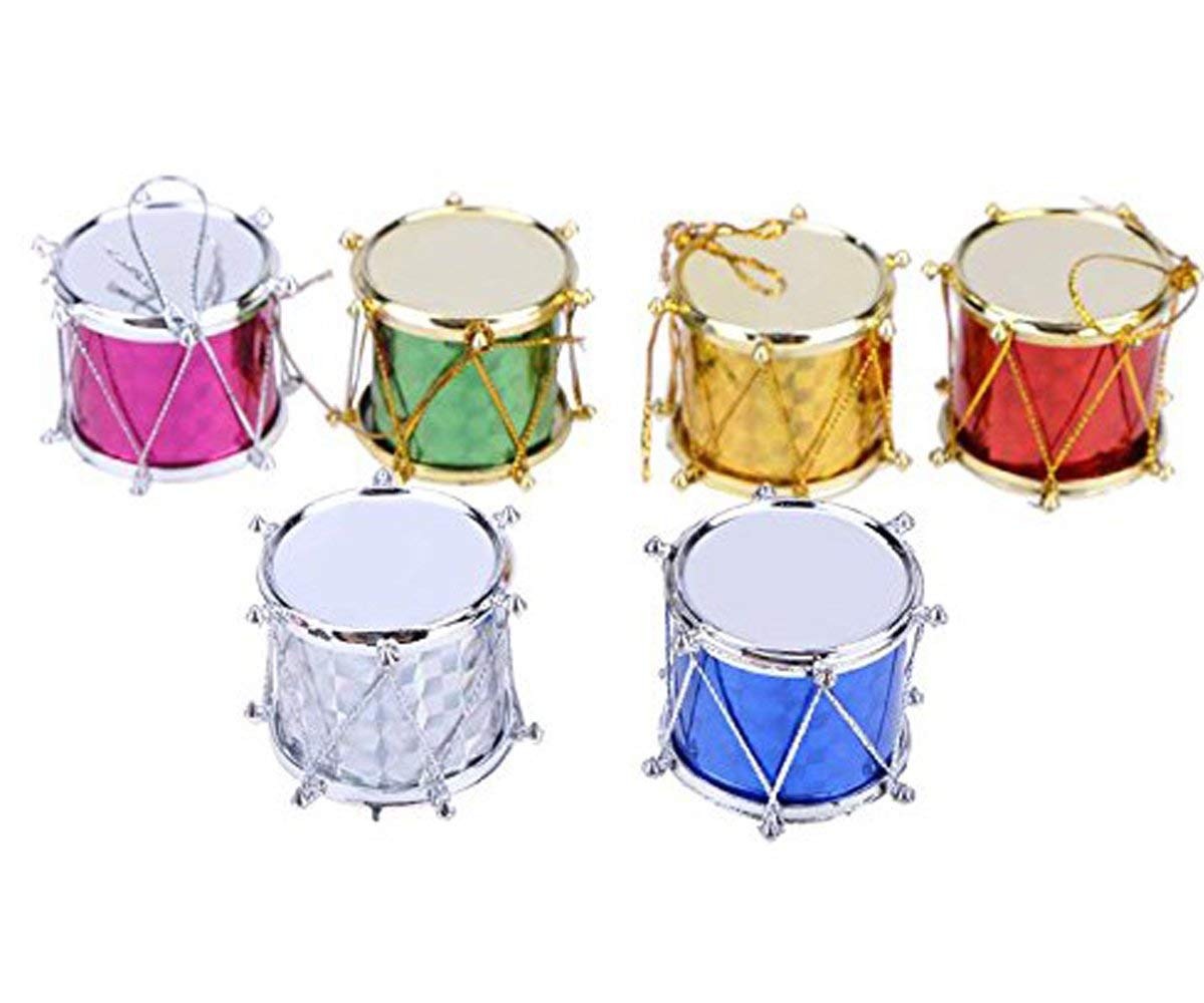 Christmas Ornaments| Set of Colorful Mini Drum | Hanging Decorations for Tree, Home & Holiday Celebrations