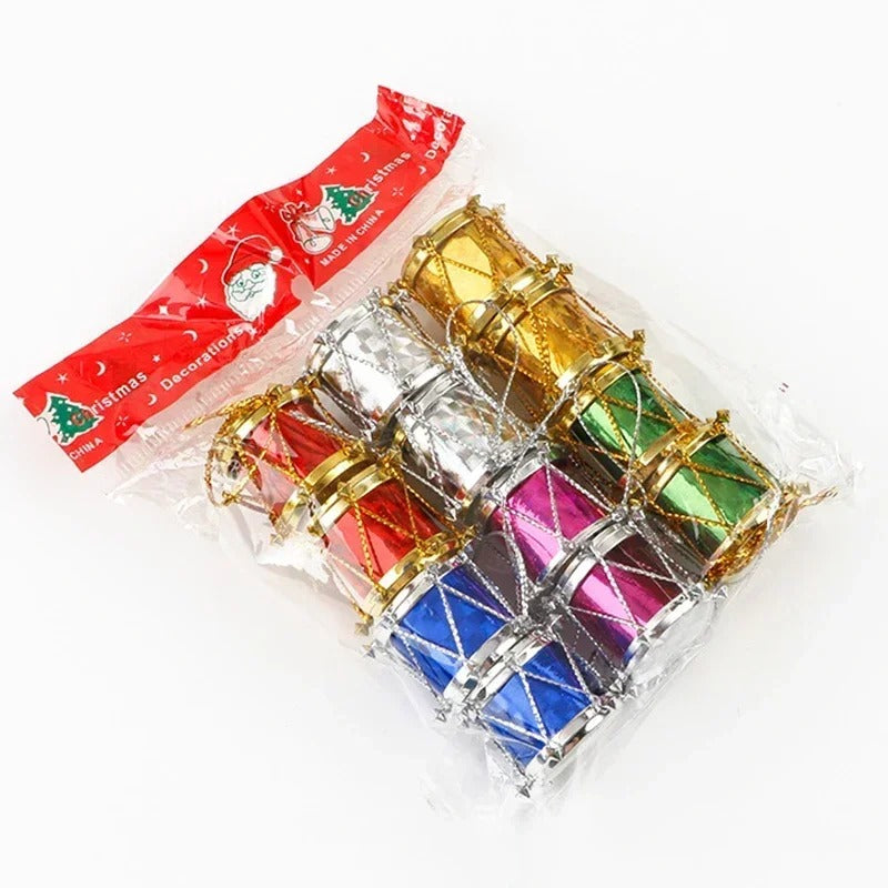 Christmas Ornaments| Set of Colorful Mini Drum | Hanging Decorations for Tree, Home & Holiday Celebrations