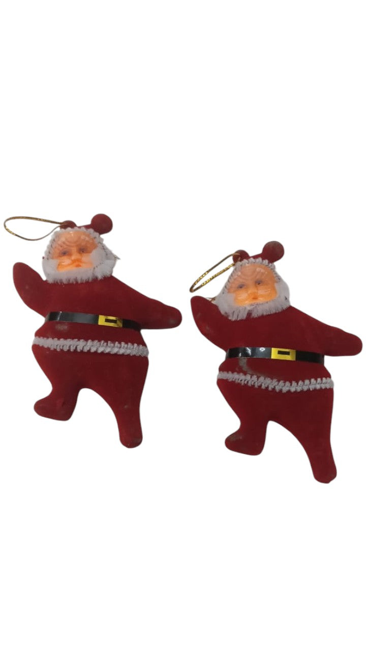 Christmas Ornaments Set of 2 Small Santa Claus  | Hanging Decorations for Xmas Tree & Home Decor