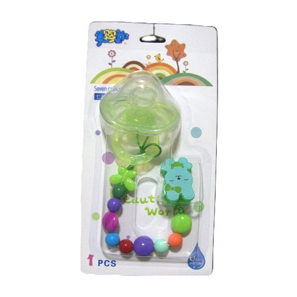 Baby Pacifier with Safety Chain (1-Piece Pack) – BPA-Free Silicone Nipple, Cute & Comfortable | Green |