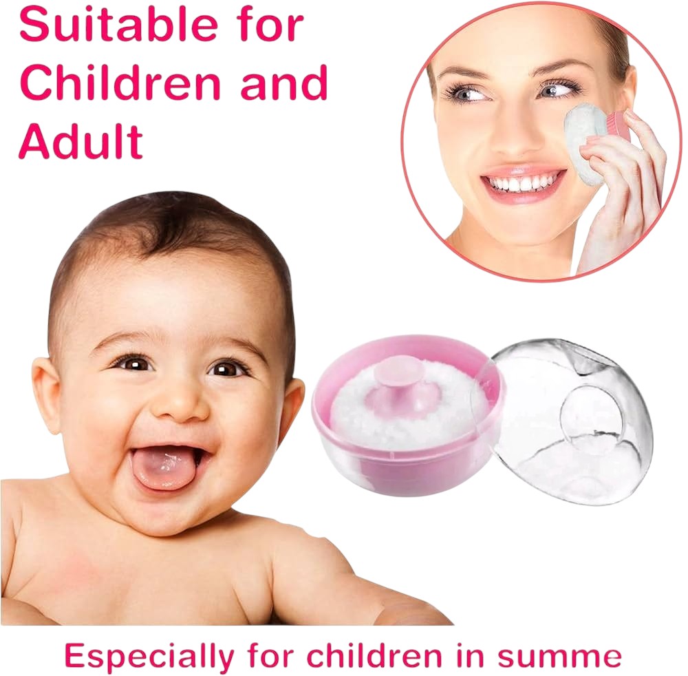 Baby Powder Puff by Mumlove – Soft, BPA-Free with Case (1 Pc)|pink|