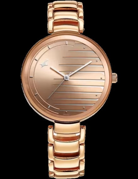 Fastrack Style Up Quartz Analog Champagne Dial Metal Strap Watch for Girls/Women