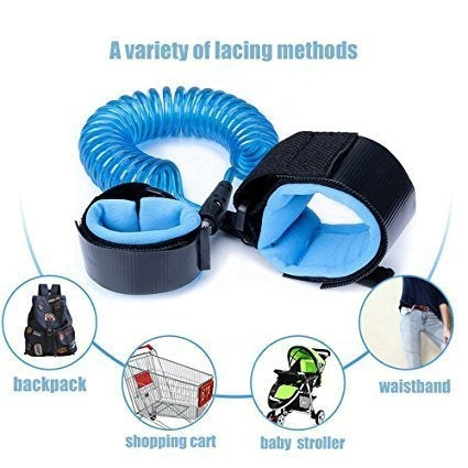 Anti Lost Safety Wrist Link Child Safety Harness Strap Rope Leash Walking Hand Belt Band Wristband(1.5m Blue)