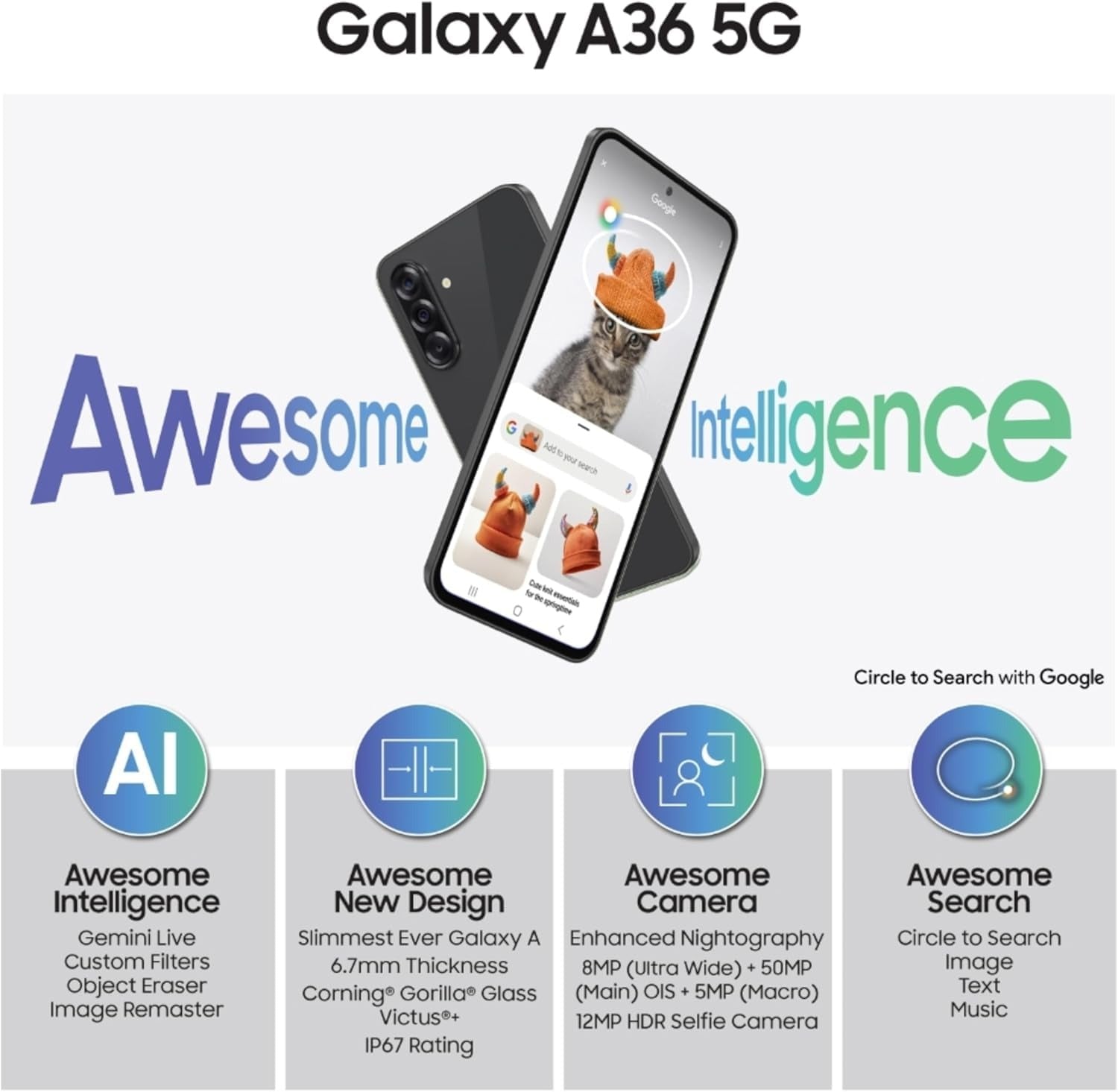 SAMSUNG - A366E GALAXY A36 5G 8GB 128GB BLACK