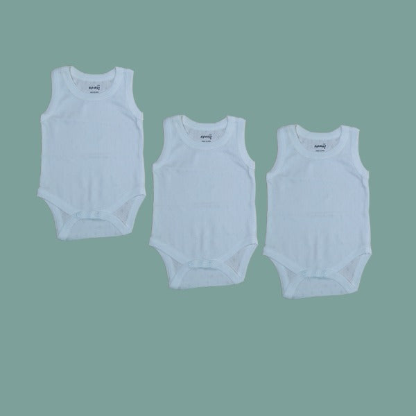 Baby Boy Sleeveless Bodysuit Pack of 3 – 100% Organic Cotton | 0–18 Months