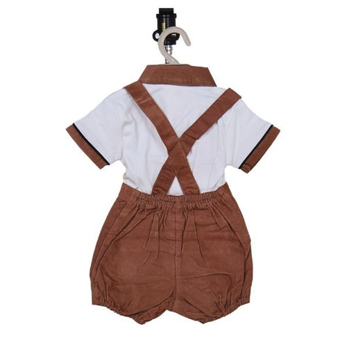 Baby Boy Cotton Dungaree Romper Set (0–3M)