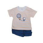 Baby Boy Cotton Striped T-Shirt & Shorts Set with Elephant Appliqué | 0–9 Months