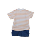 Baby Boy Cotton Striped T-Shirt & Shorts Set with Elephant Appliqué | 0–9 Months
