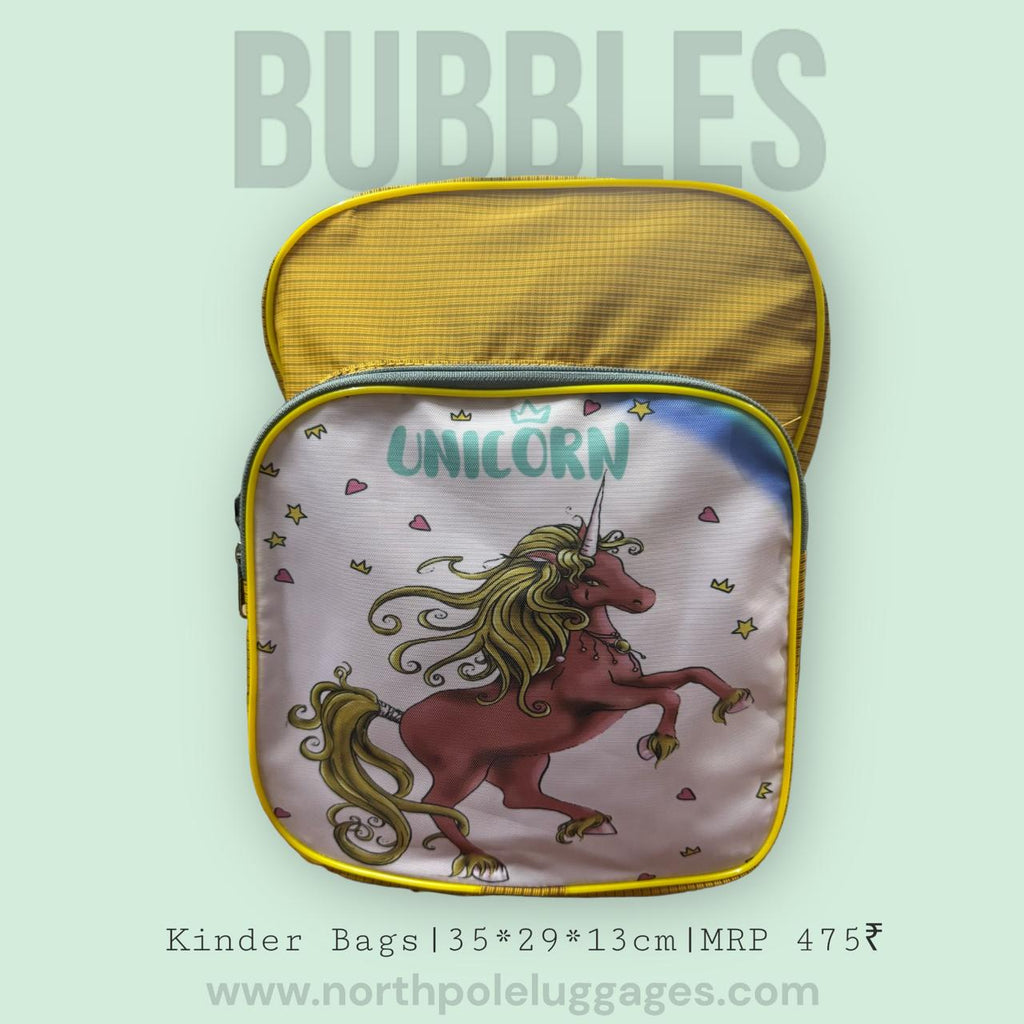 North Pole| Unicorn Kinder Bag in yellow ,Lightweight Kinder Backpack ,Cartoon Unicorn School Bag, Printed Unicorn Backpack ,Small Size Kids School Bag