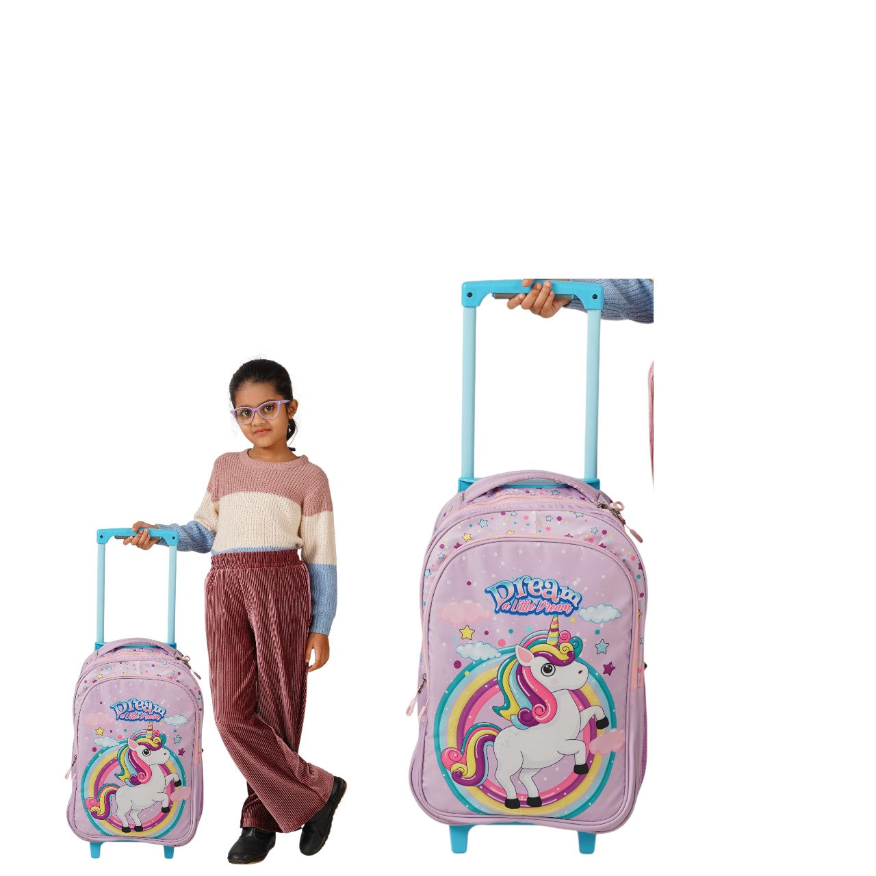 North pole| Unicorn 17" Kids Backpack Trolley Bag,Unicorn School Trolley Backpack, Unicorn Trolley School Bag ,Kids Unicorn Backpack with Wheels