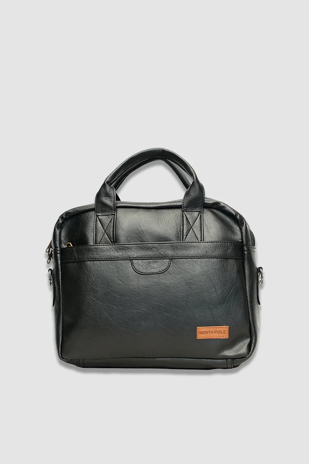 North Pole black faux leather messenger bag or briefcase,North Pole Formal Laptop Bag ,North Pole Business Briefcase