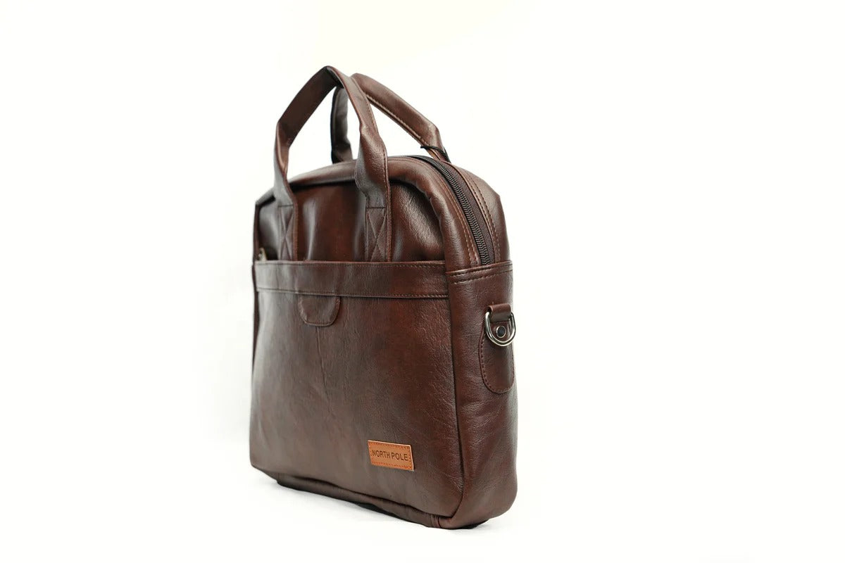 North Pole| Brown vegan leather messenger bag,Eco-Friendly Leather Messenger Bag ,Vegan Leather Office Bag