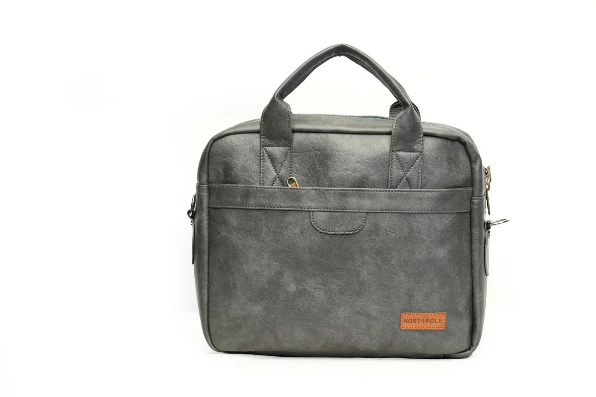 North Pole| Gray vegan leather messenger bag,Vegan Leather Messenger Bag, Gray Faux Leather Messenger Bag ,Vegan Leather Office Bag
