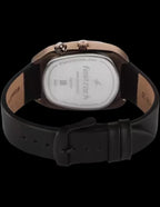 Fastrack UFO Quartz Multifunction Black Dial Black Leather Strap Watch