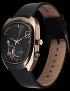 Fastrack UFO Quartz Multifunction Black Dial Black Leather Strap Watch