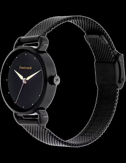 Fastrack Animal Print Quartz Analog Black Dial Stainless Steel Strap Watch
