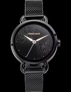 Fastrack Animal Print Quartz Analog Black Dial Stainless Steel Strap Watch