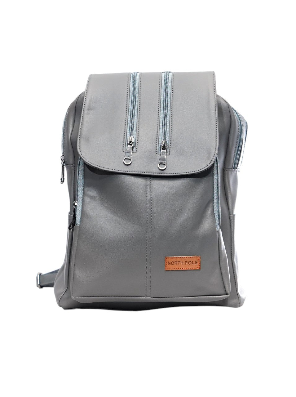 North Pole| Gray faux leather backpack ,Backpack for Women ,Casual Daypack Office Backpack. College Backpack, Travel Backpack