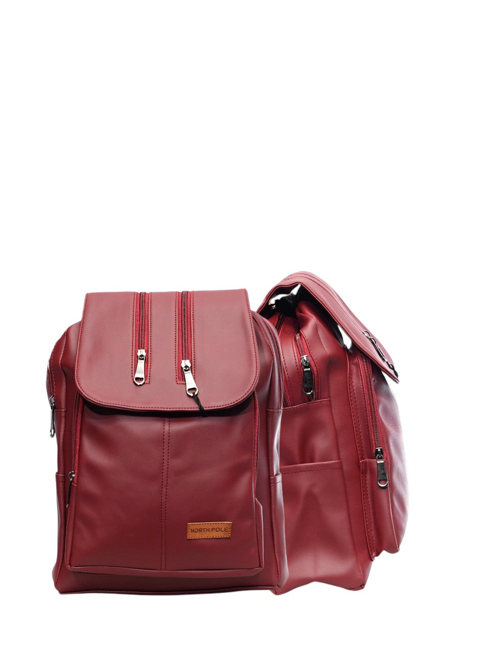 North Pole| Red Leather Backpack,Leather Backpack for Women, Durable Leather Backpack ,Zipper Closure Leather Backpack ,Adjustable Strap Backpack