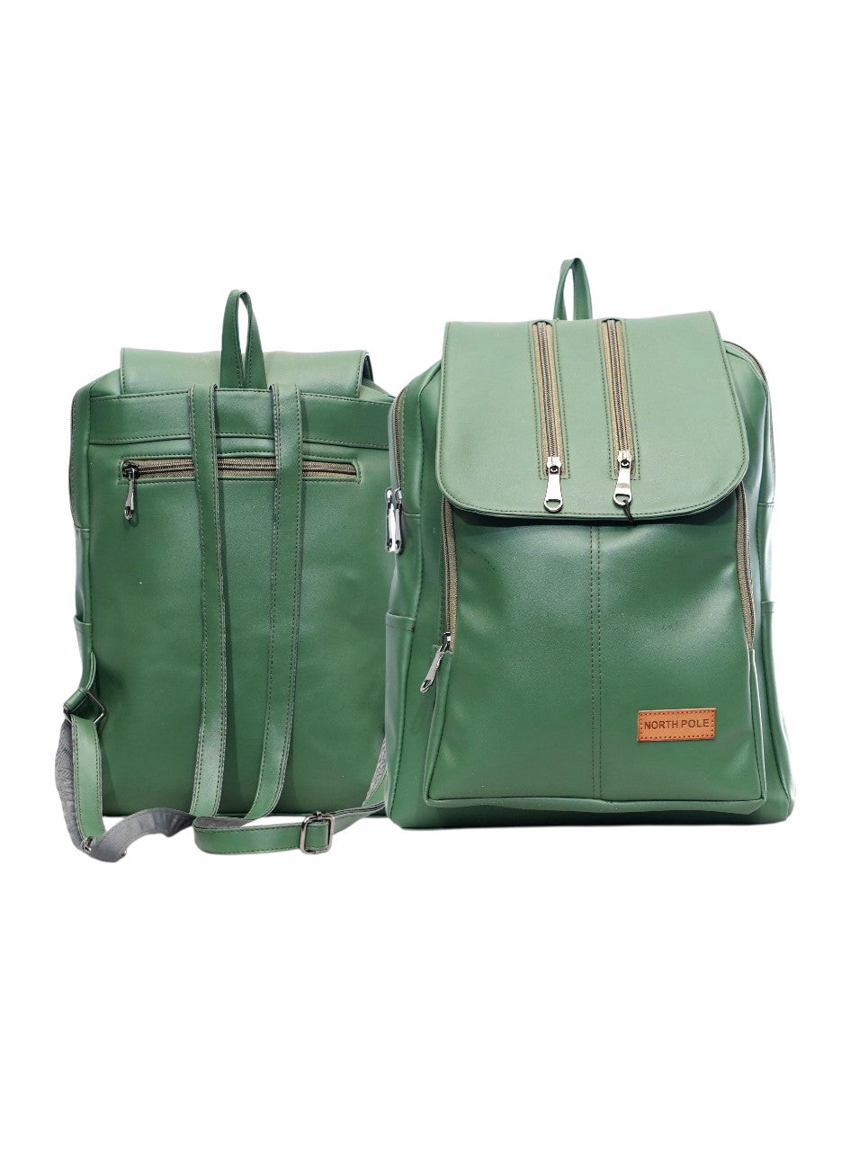 North Pole| Green faux leather backpack,Green Vegan Leather Backpack ,Green PU Leather Backpack, Stylish Green Backpack ,Faux Leather Backpack for Women