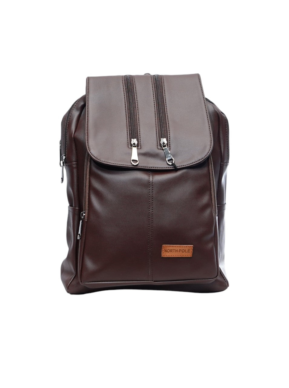 North Pole| Brown North Pole Vintage  backpack,Faux Leather Vintage Backpack ,Durable Travel Backpack ,Multi-Compartment Backpack ,Adjustable Strap Backpack ,Zipper Closure Backpack