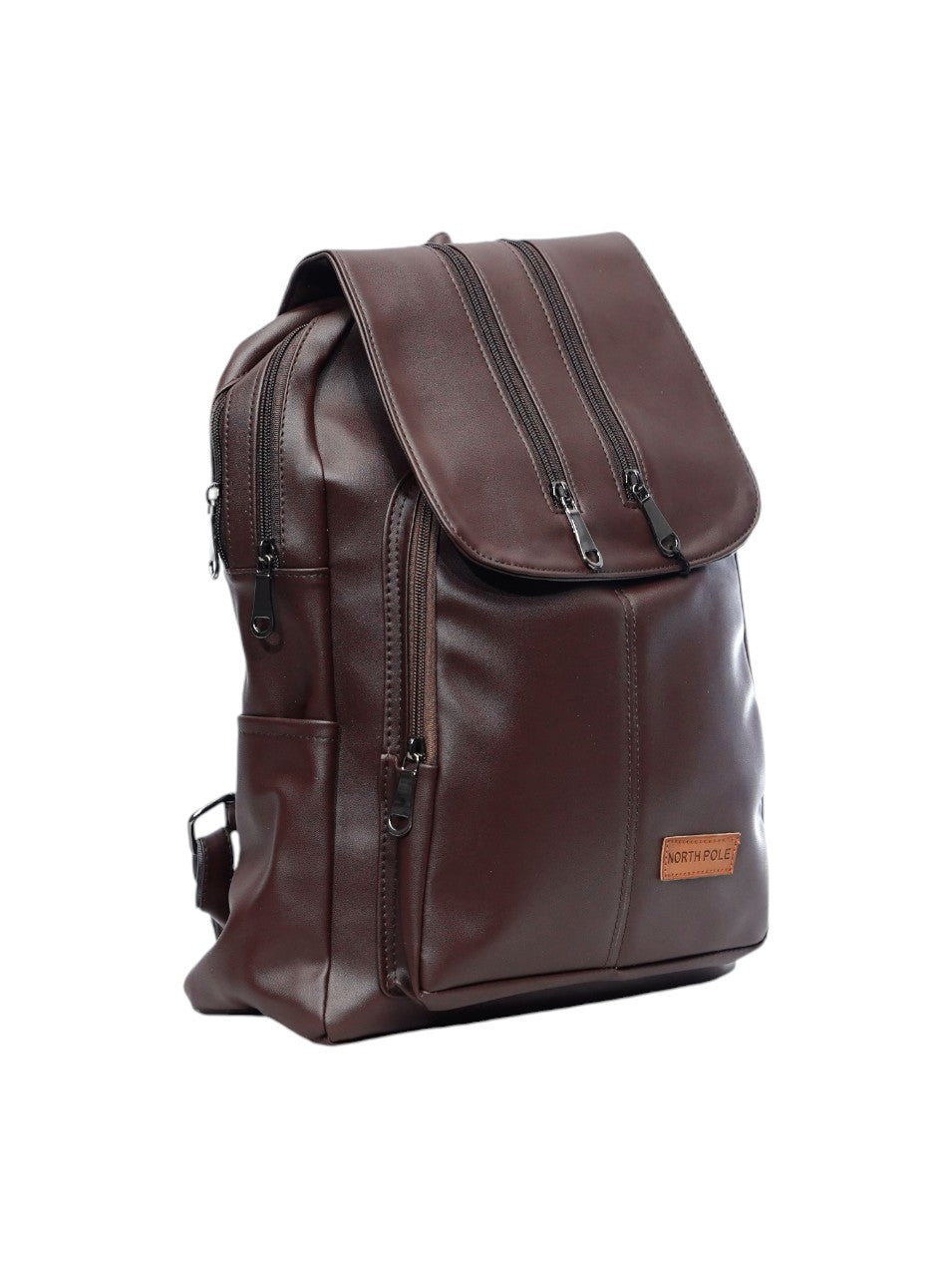 North Pole| Brown North Pole Vintage  backpack,Faux Leather Vintage Backpack ,Durable Travel Backpack ,Multi-Compartment Backpack ,Adjustable Strap Backpack ,Zipper Closure Backpack