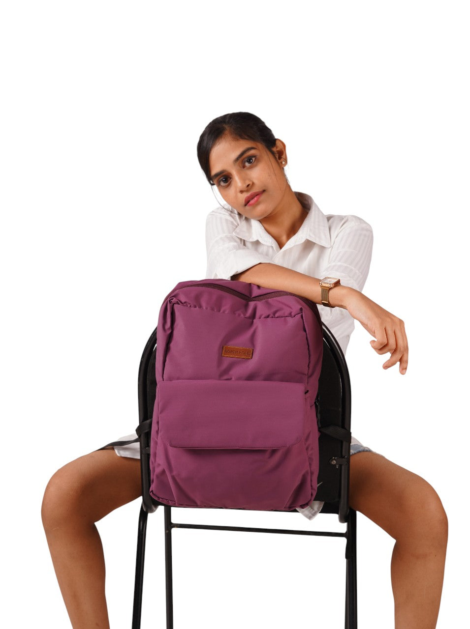 North Pole|  Purple backpack with a front pocket and a small brand patch,Purple Kids Backpack, Purple School Backpack ,Backpack with Brand Patch Purple ,Casual Backpack