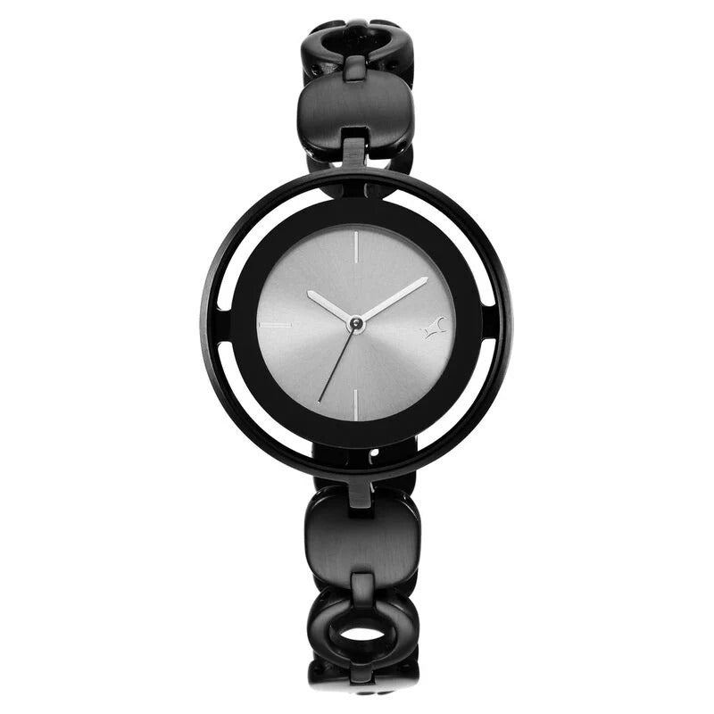 Fastrack Glitch Quartz Analog Grey Dial Metal Strap Watch