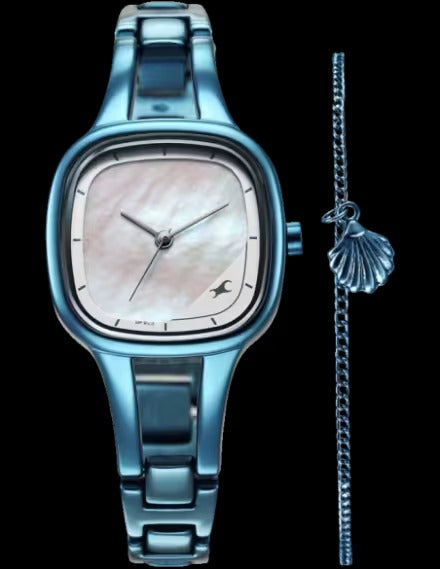 Fastrack Pulse Quartz Analog Mother of Pearl Dial Metal Strap Watch