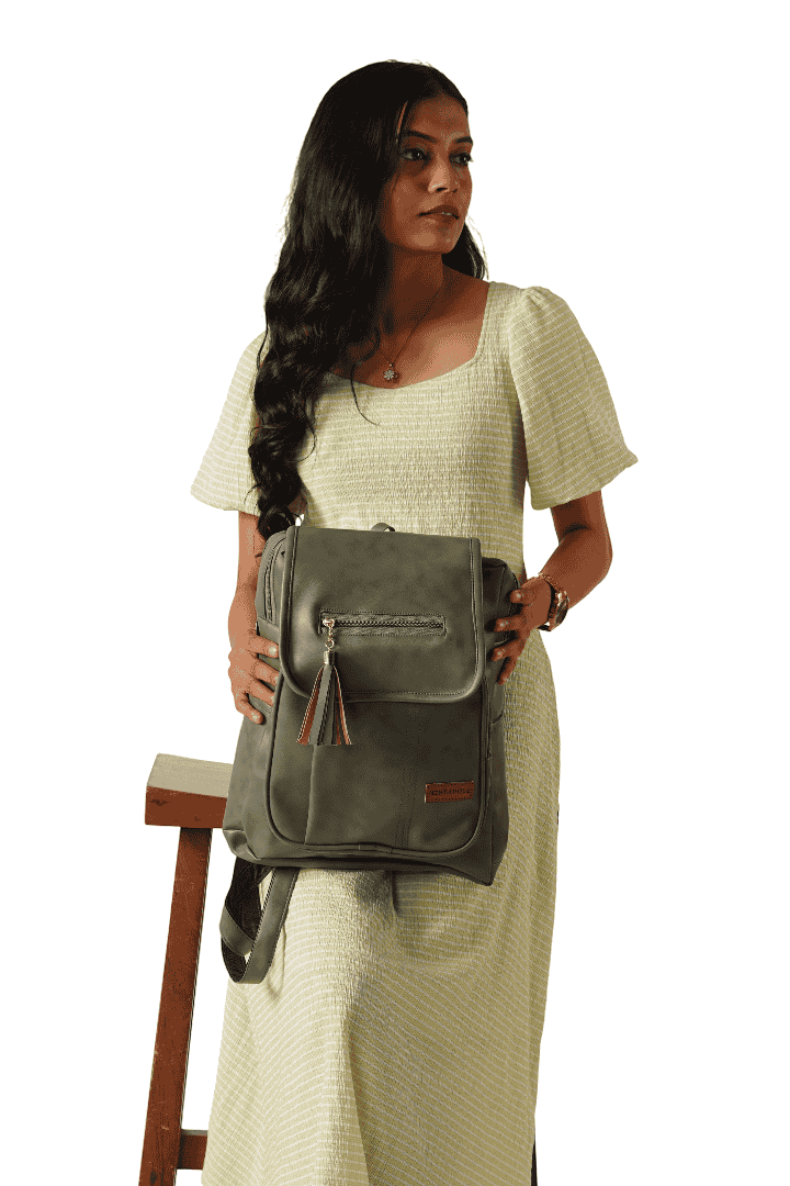 North Pole| Olive-green faux-leather women's backpack ,Olive Green PU Leather Backpack ,Stylish Women’s Backpack Olive Green,Lightweight Faux Leather Backpack ,Durable PU Leather Backpack, Zipper Closure Backpack