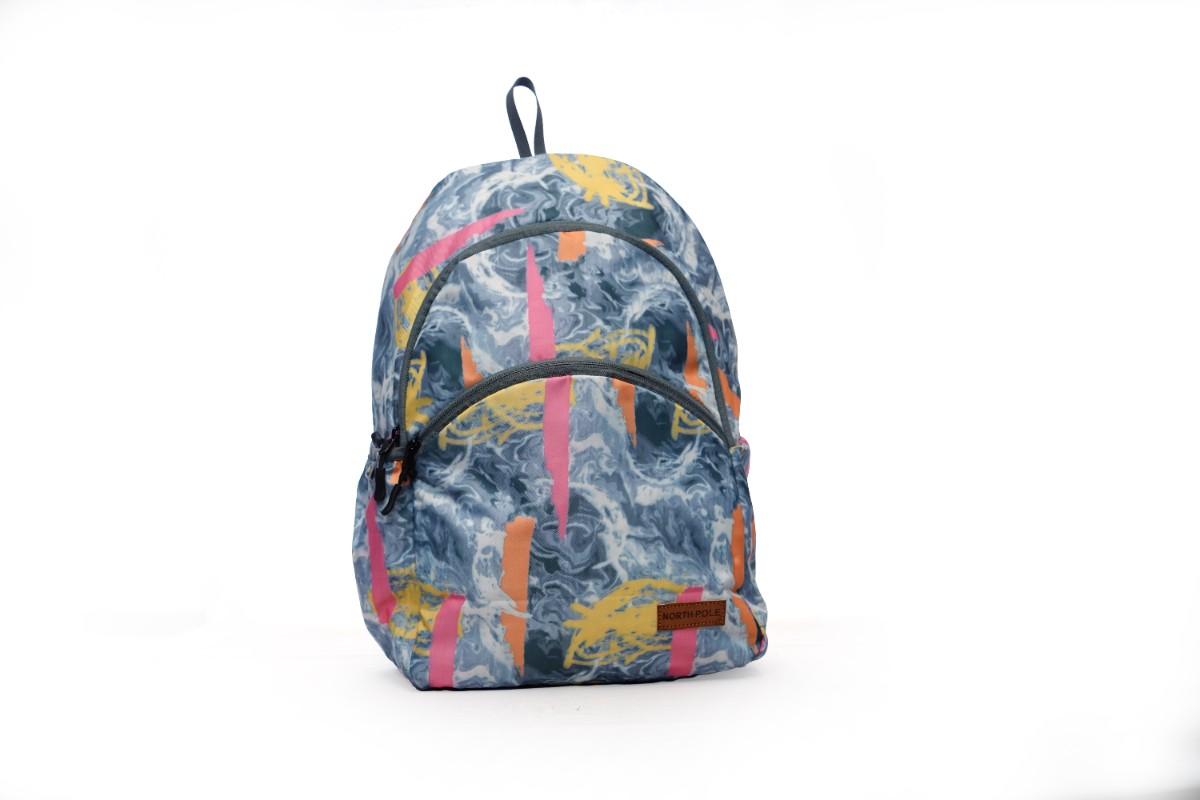 North Pole backpack with a blue, pink, and white,Trendy backpack, School backpack, College backpack, Travel backpack, Casual backpack, Laptop backpack