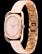 Fastrack Younique Quartz Analog Pink Mother Of Pearl Dial Metal Strap Watch For Girls