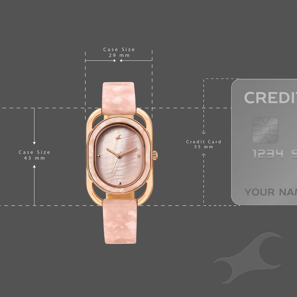 Fastrack Younique Quartz Analog Pink Mother Of Pearl Dial Metal Strap Watch For Girls
