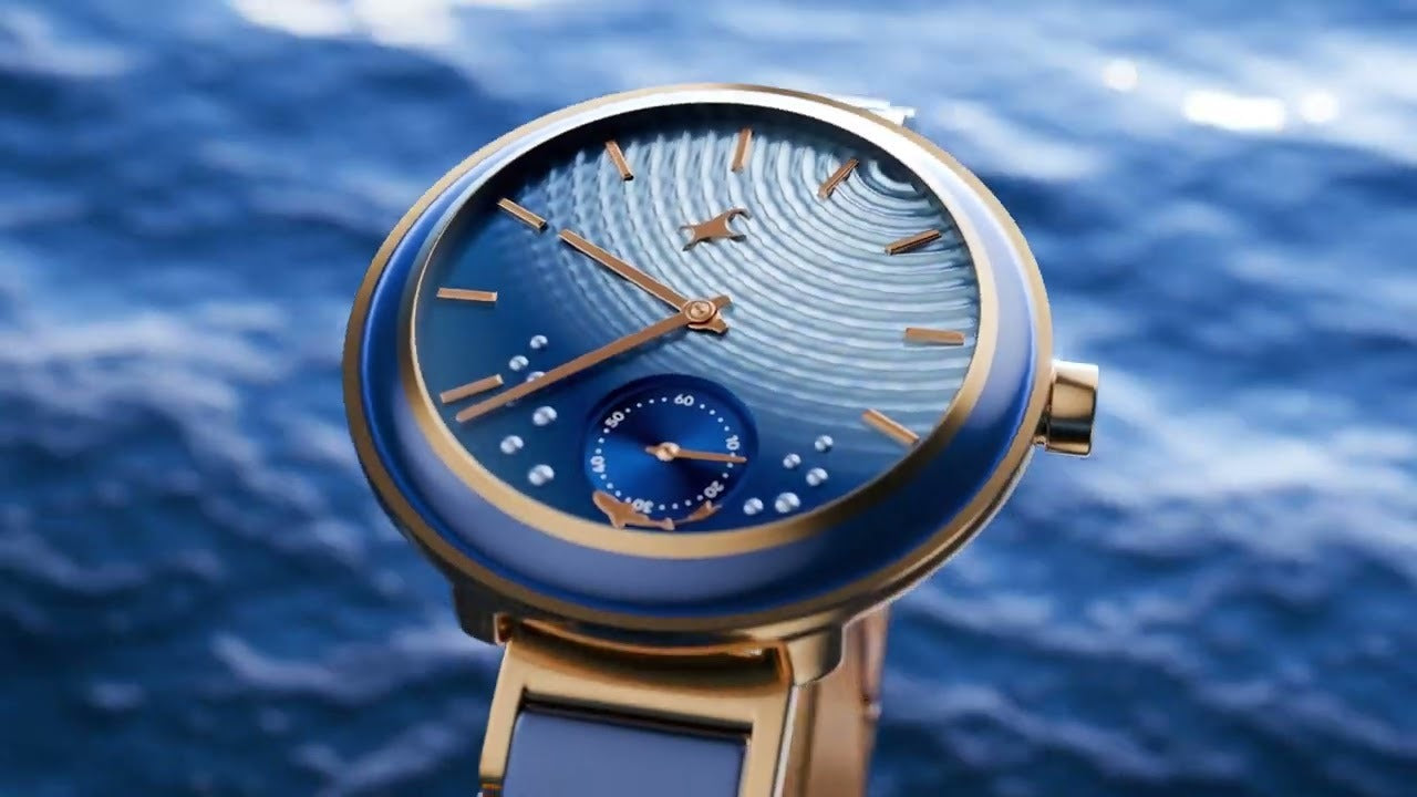 Fastrack Oceanyx - Ceramic Quartz Analog Blue Dial Two Toned Strap Watch