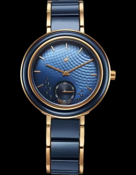 Fastrack Oceanyx - Ceramic Quartz Analog Blue Dial Two Toned Strap Watch