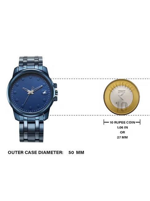 Fastrack Pulse Quartz Analog Blue Dial With Blue Stainless Steel Strap Watch