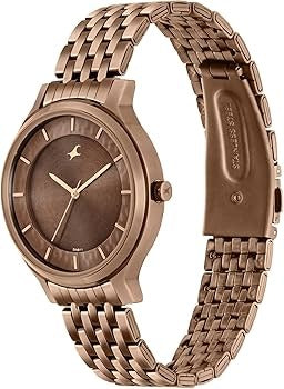 Fastrack Crush Quartz Analog Brown Dial Stainless Steel Strap Watch for Women