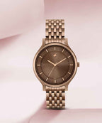 Fastrack Crush Quartz Analog Brown Dial Stainless Steel Strap Watch for Women